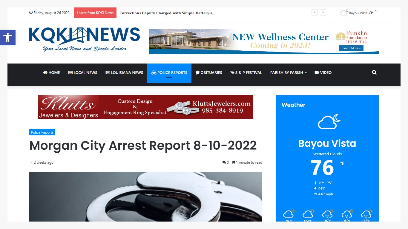 Morgan City Arrest Report 8-10-2022 – KQKI News
